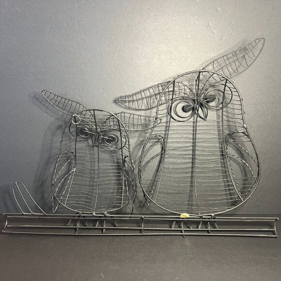 Decorative Metal Wire Owls w/ White Gem Eyes on a Branch Wall Art 12.75 x 18" - Picture 6 of 8